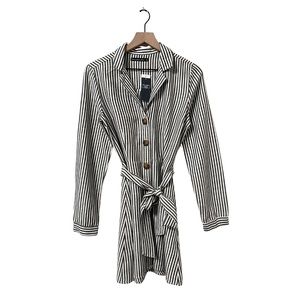 Abercrombie & Fitch Gray & White Stripe Button-Up Shirt Dress Size Small